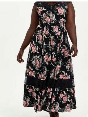torrid Black Floral Skater Maxi Dress